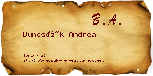 Buncsák Andrea névjegykártya